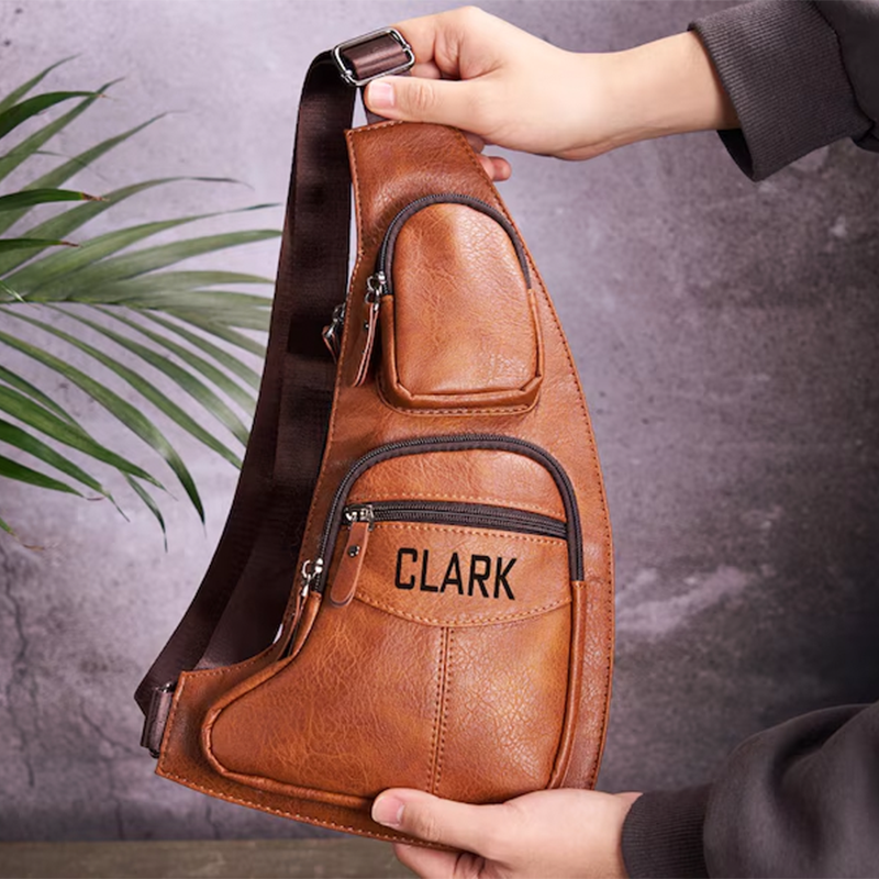 Personalized Crossbody Bag,Leather Crossbody Sling Bag