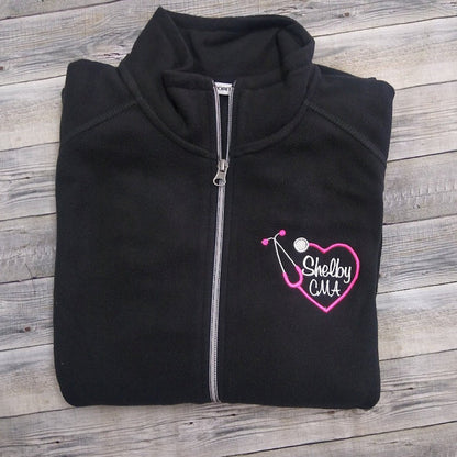 Microfleece Medical Jacket Custom Embroidered Heart Stethoscope