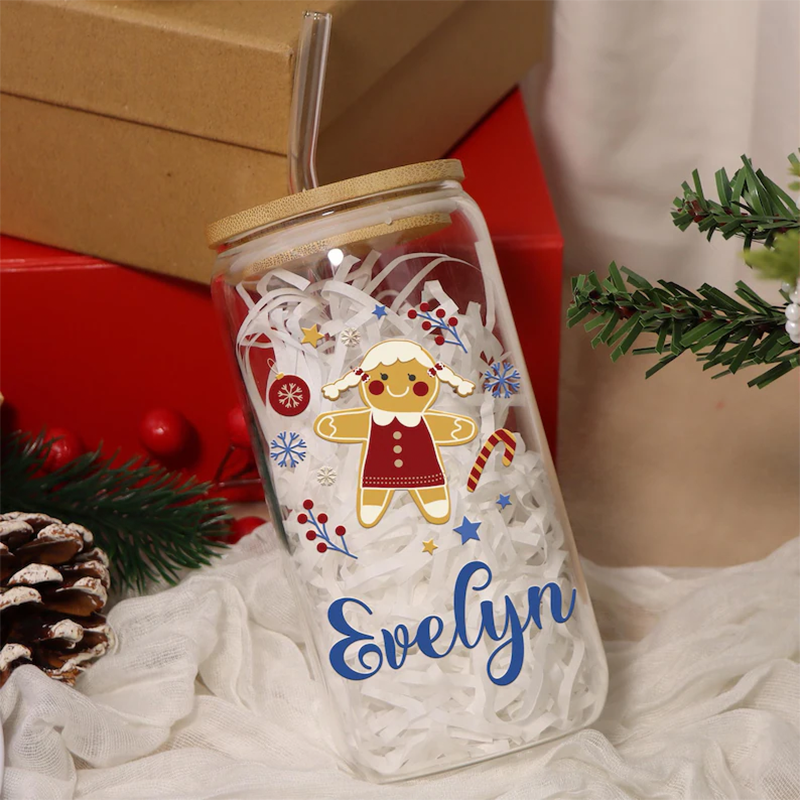 Personalized Christmas Tumblers| Custom Glass Coffee cup