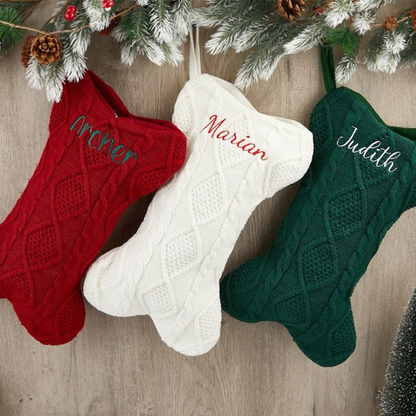 Personalized Dog Bone Christmas Stockings with Name