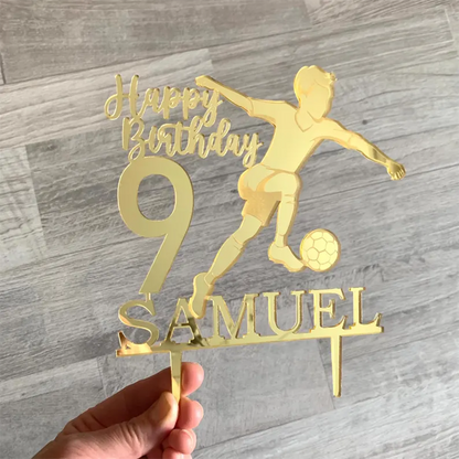 Custom Soccer Cake Topper – Personalized Name & Age
