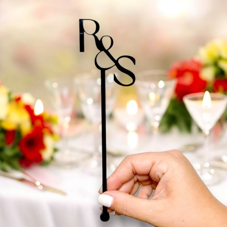 Personalized Drink Stirrers, Wedding Stir Sticks, Custom Initial Cocktail Stirrers