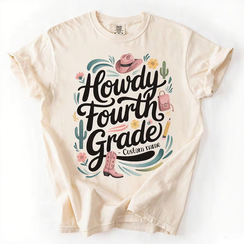 Howdy First Grade Custom Western Back to school teacher shirt