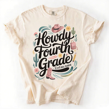 Howdy First Grade Custom Western Back to school teacher shirt