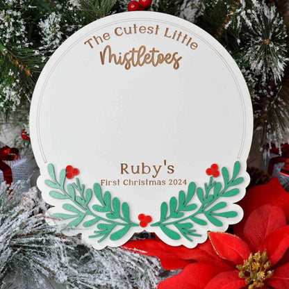 Baby Footprint Mistletoes Christmas Sign DIY Baby's First Christmas