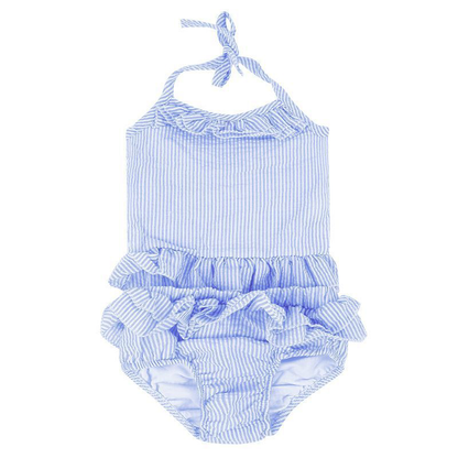 Seersucker Swimsuit, Monogram Swimsuit, Personalized Bathing Suit