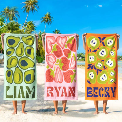 Personalized Retro Beach Towel with Name,Groovy Vibes Beach,Retro Floral Towel