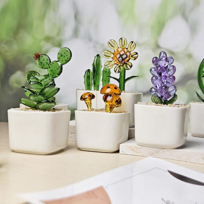 Stained Glass Succulent Cactus, Custom Potted Plant Figurine, Teacher Appreciation Gift