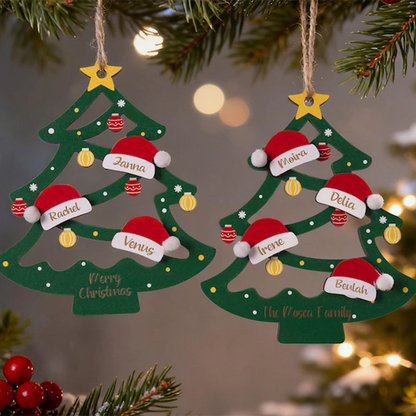 2025 Christmas Ornament, Custom Wooden Family Christmas Tree Ornament