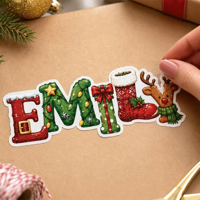 Personalized Christmas Name Stickers for Gift Wrapping – Custom Santa Labels,