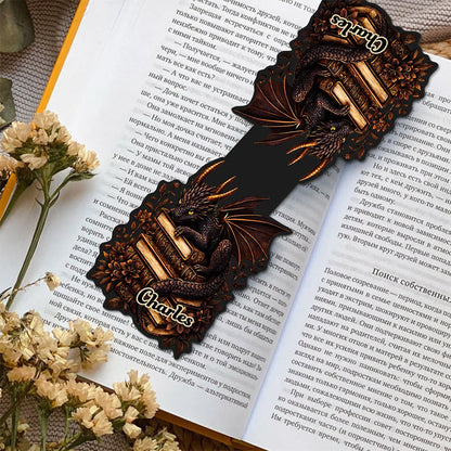 Personalized Vintage Book Floral Dragon Magnetic Bookmark