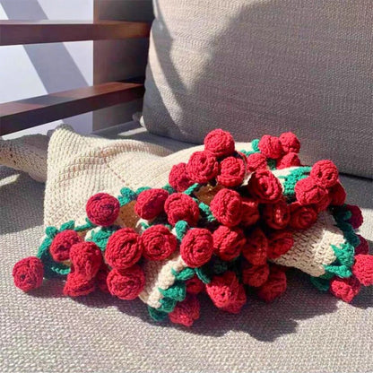 Personalized Crochet Rose Bouquet Blanket: Embroidered Name, Cotton Throw