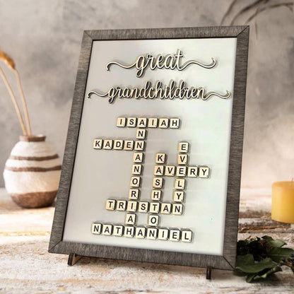 Personalized Family Name Crossword, Grandparents First Christmas Gift