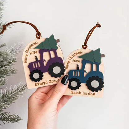 Baby's First Christmas Ornament 2025, Personalized Tractor Baby Christmas Ornament