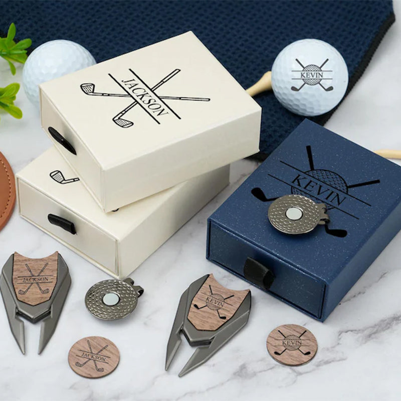 Personalized Golf Gift Set: Engraved Divot Tool & Ball Marker