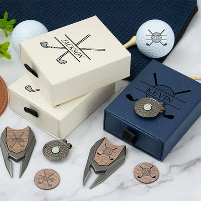Personalized Golf Gift Set: Engraved Divot Tool & Ball Marker