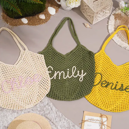 Personalized beach tote bags, Crochet beach bags