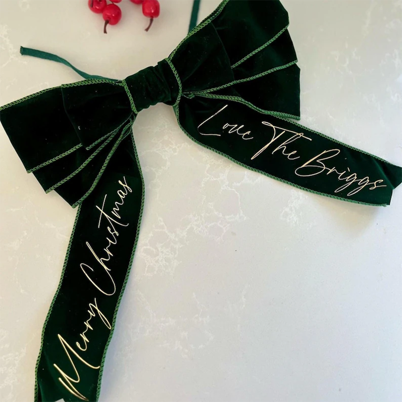 Personalised Velvet Christmas Wreath Bow