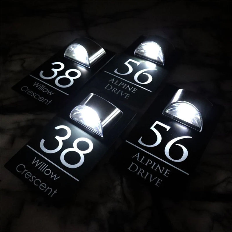 House Sign With Solar Light Door Number