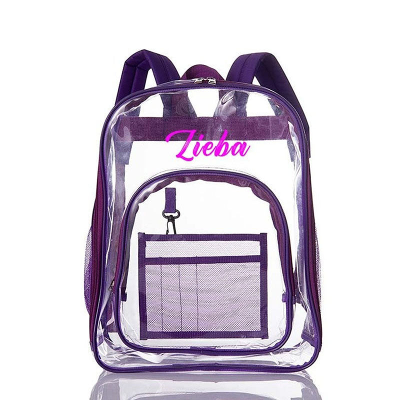 Clear Backpack, Personalized Name Heavy Duty PVC Transparent Backpack