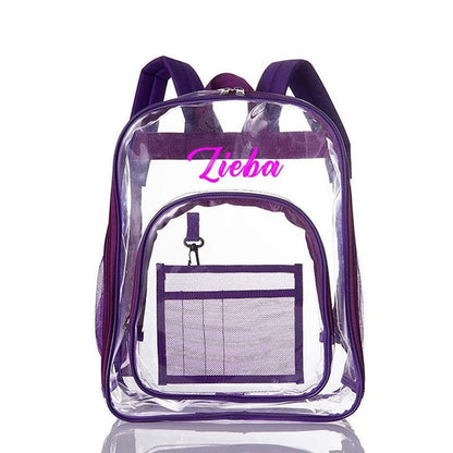 Clear Backpack, Personalized Name Heavy Duty PVC Transparent Backpack