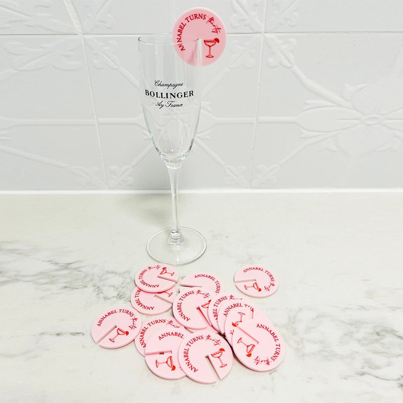 Round Cocktail Glass Hanging Drink Tag | Stemless Drink Tag