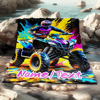 Customizable All-Terrain Vehicle Motorcycle Flannel Throw Blanket