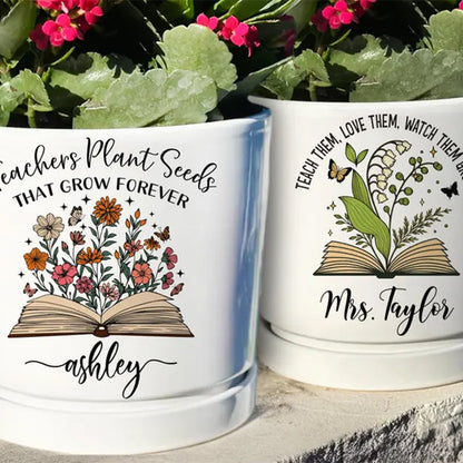 Thank You Gift for Teacher Appreciation, Thank You for Helping Me Grow Personalized Teacher Pot