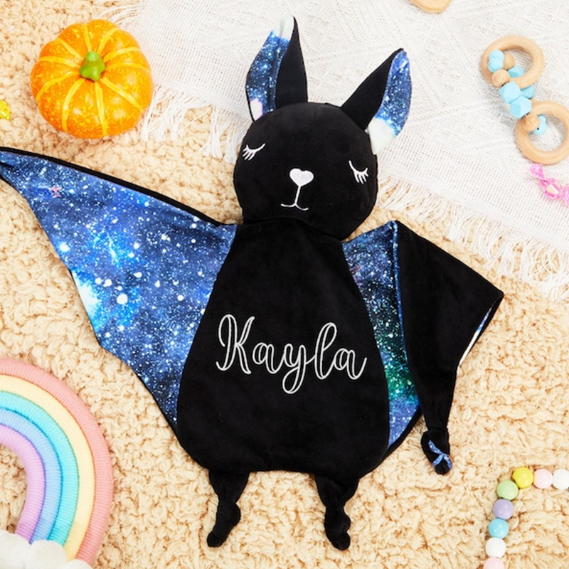 Personalized Baby Bat Security Blanket,  Lovey Animal Blanket, Baby Blanket Bat