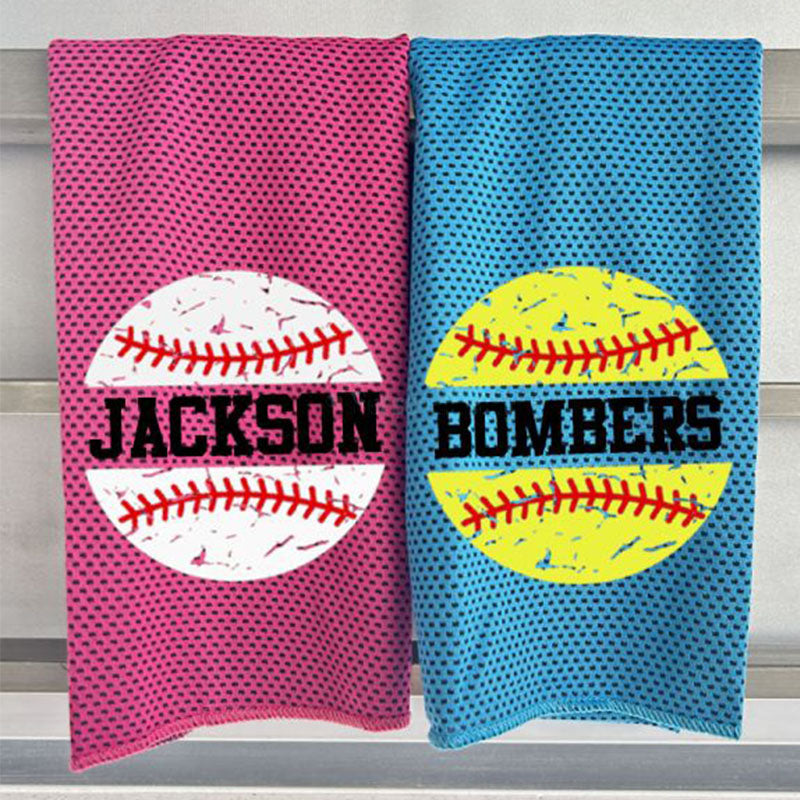 Custom Personalized Sports Towel, Baseball Softball Cooling Towel