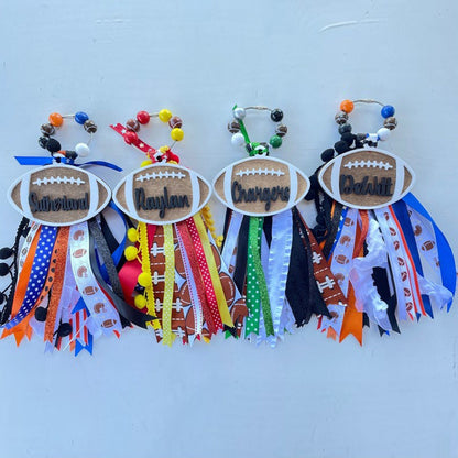 Football Softball Baseball Soccer Basket Bag Tassel and Charm, Bookbag tag