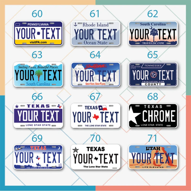 Custom Mini state License Plates | All 50 Sates | 4x2 - 6x3