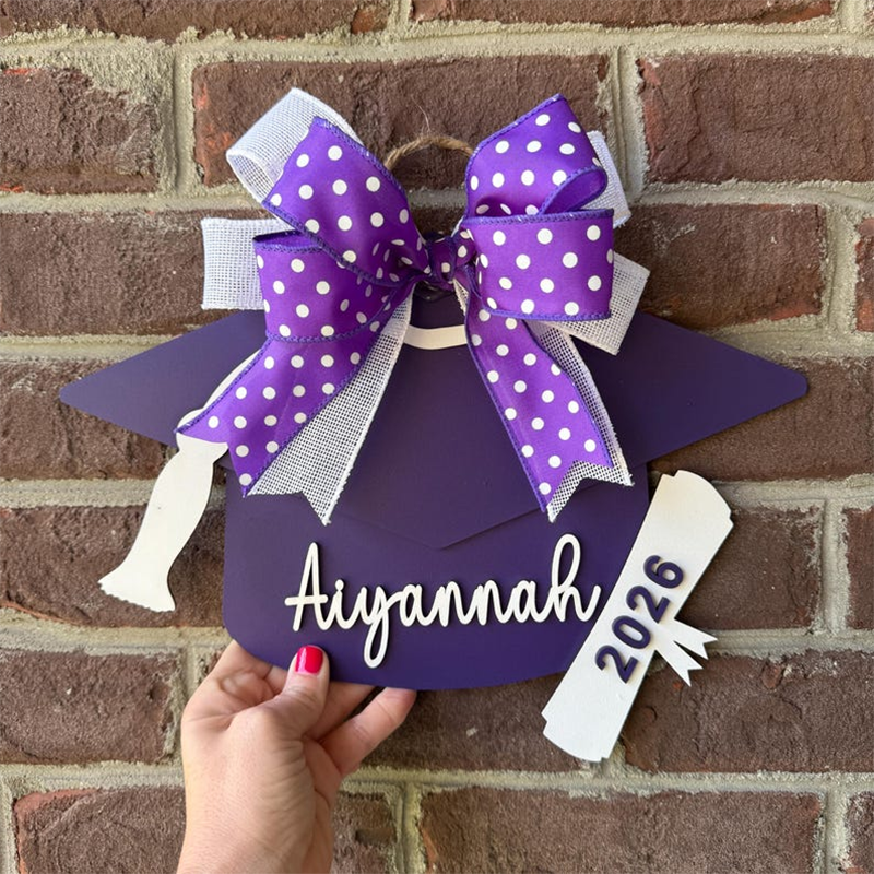Personalized school colors graduation hat sign