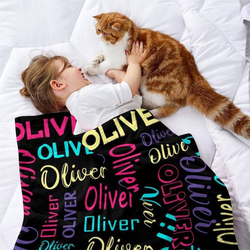Custom Name Blanket, Personalized Flannel Name Blanket