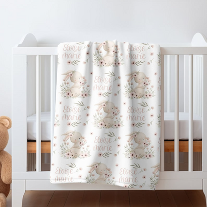 Custom Bunny Baby Blanket, Shower Gift