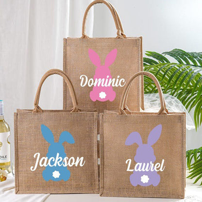 Personalized Easter Tote bag with Bunny,Easter Basket gift,Easter Bag with Name,Easter Gift