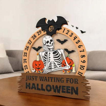 Halloween Skeleton Countdown Sign | Just Waiting for Halloween Decor |
