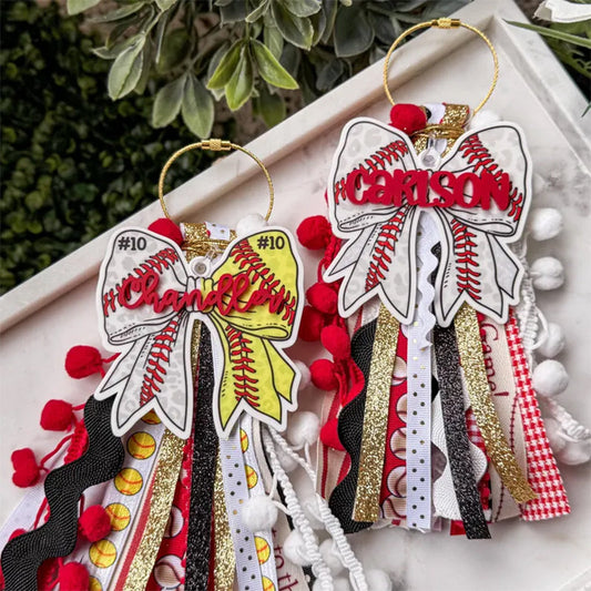 Softball Baseball Bogg Bag Tag, Softball Mom Bag Tassel and Charm