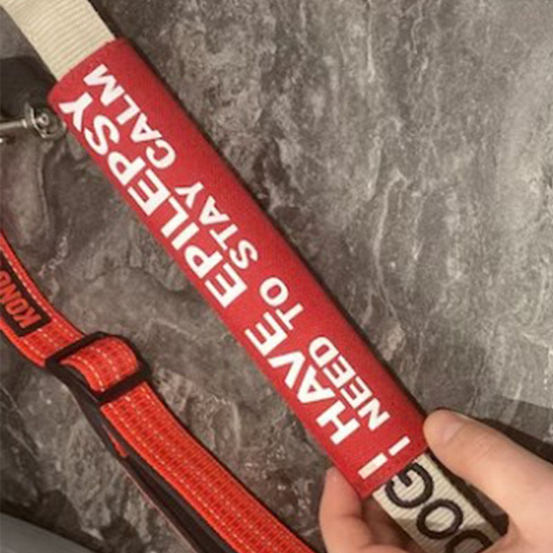 Personalized dog lead sleeve, custom made, color of your choice and custom text
