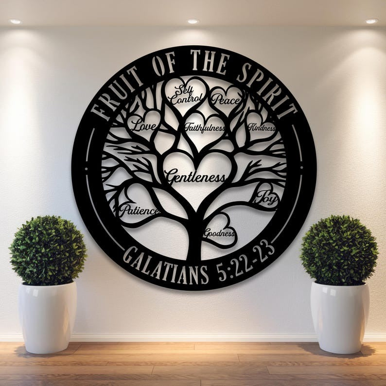 Fruit of The Spirit Galatians 5:22-23 - Metal Art/Sign, Religious Wall Home Decor