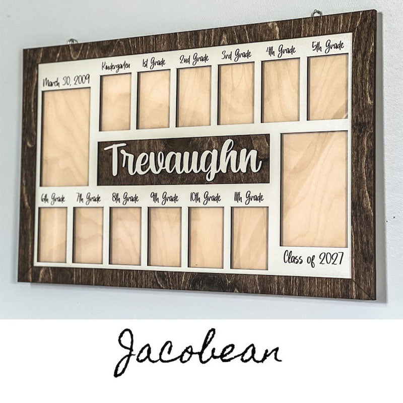 Personalized Photo Display with Raised Lettering Rustic Photo Display Board Back to School