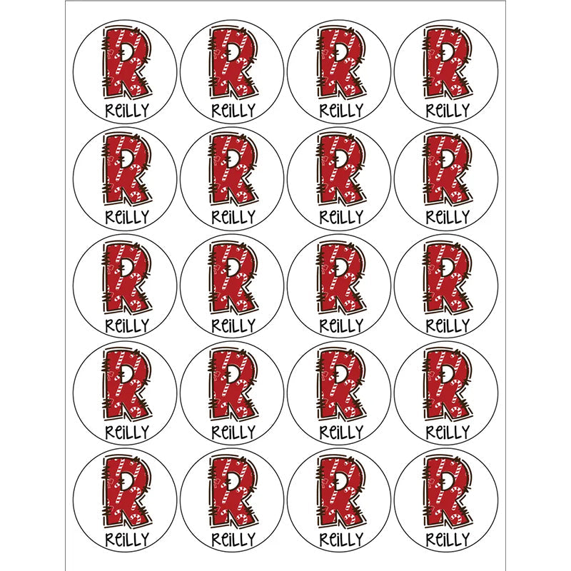 Personalized Round Name Stickers for Christmas Gifts