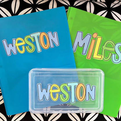 Personalized Pencil Boxes - Pencil Pouch - Pocket Folder with Prongs