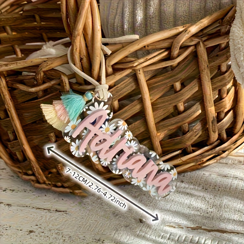Personalized Floral Keychain for Women - Custom Name in Pastel Pink, Mint, Green, Lavender