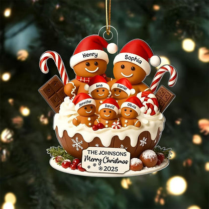 Personalized Gingerbread Family Christmas Ornament - Custom Names