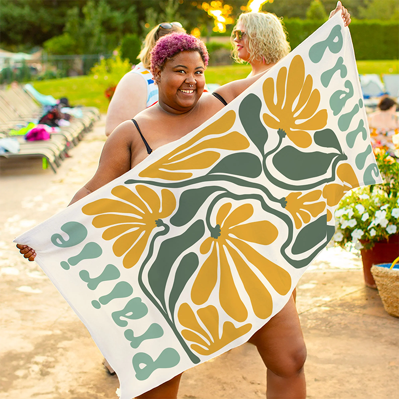 Personalized Multicolor Floral Quick Dry Oversized Beach Towel
