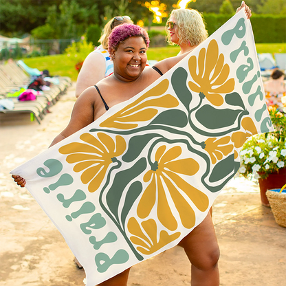 Personalized Multicolor Floral Quick Dry Oversized Beach Towel