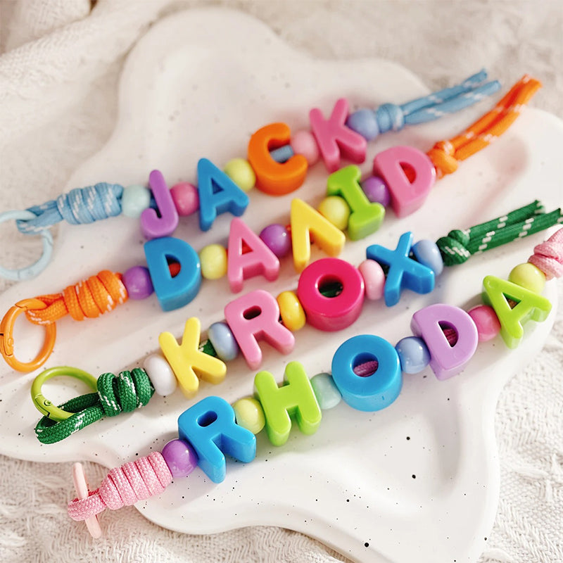 Personalized Name/Number Beaded Keyring Charm