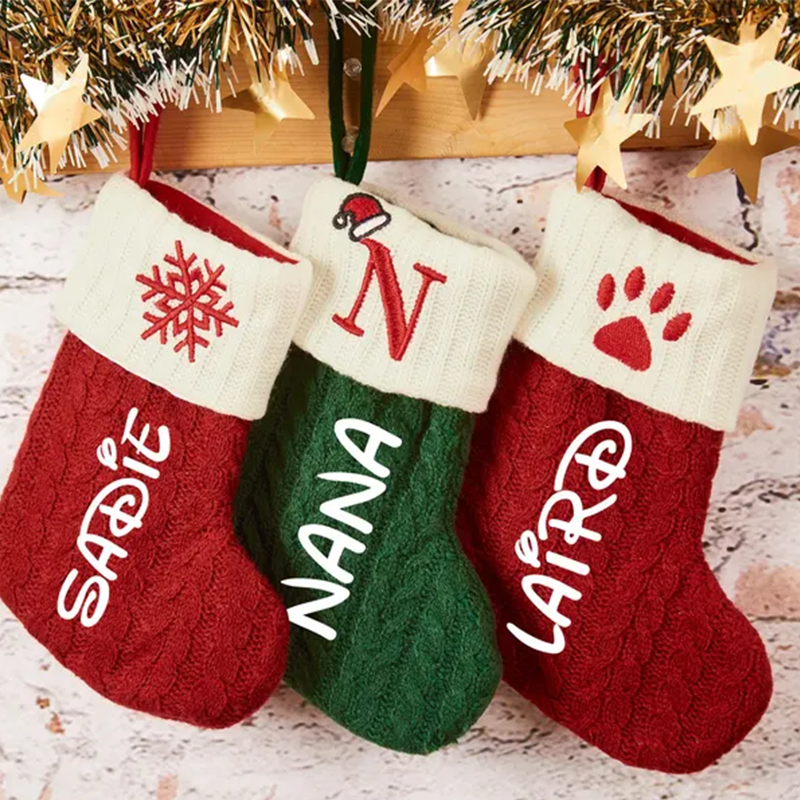 Personalized Mini Christmas Stockings with Names Family Knitted Christmas Stockings