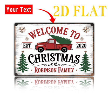 Personalized Christmas Sign with Red Truck